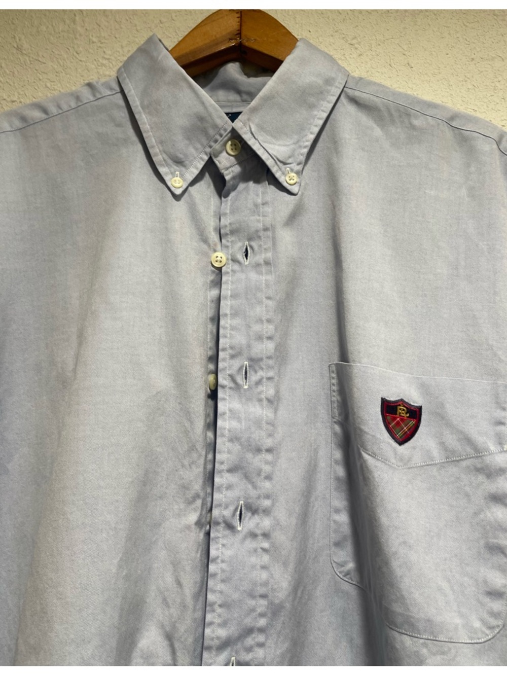 Ralph Lauren Light Blue Button-Down Oxford Shirt with Crest Pocket Patch